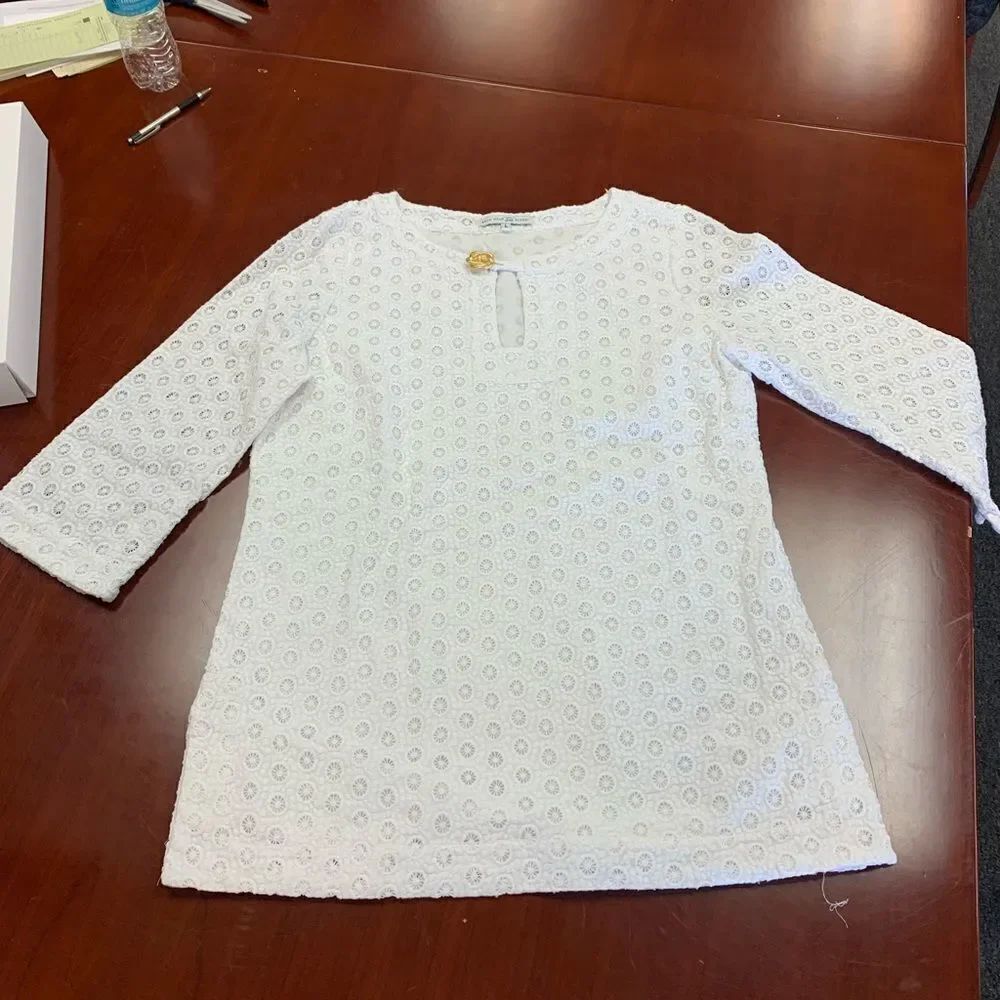 Bald Head Blues White Eyelet Tunic Top sz L